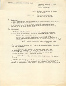 These meeting notes from a 1960 NAACP Education Committee indicate growing interest in the group investigating de facto segregation in Boston schools.